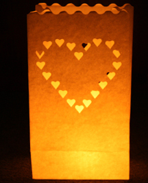 Large Hearts Candle Bags White - Pk5