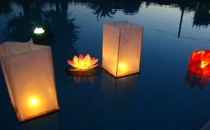 Wood Box floating lanterns 