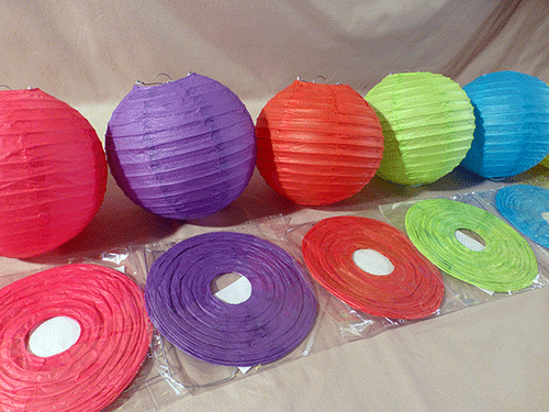 Mixed Colours Hanging Paper Lanterns 