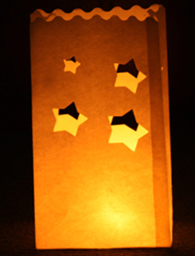 Chunky Stars Luminary Candle Bags White - Pack of 10