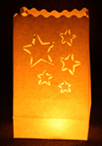 Cut-Out Stars Luminary Candle Bags White - Pack of 10