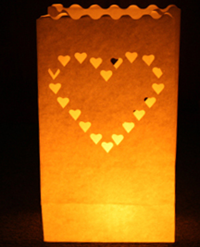 Large Heart Luminary Candle Bags White - Pack of 10