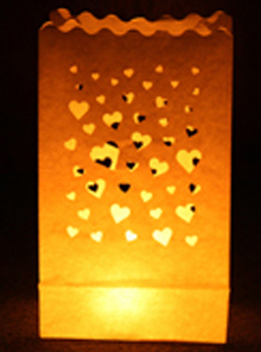 Mini Hearts Luminary Candle Bags White - Pack of 10
