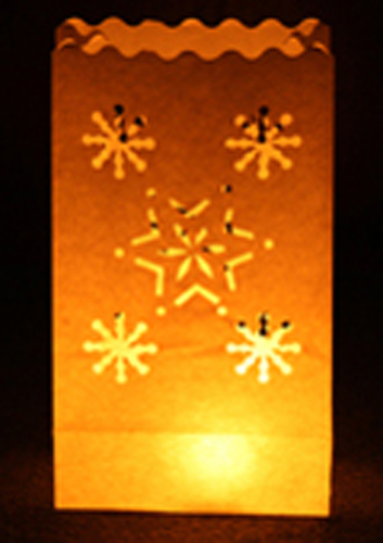 Snowflakes and Star Luminary Candle Bags White - Pack of 10
