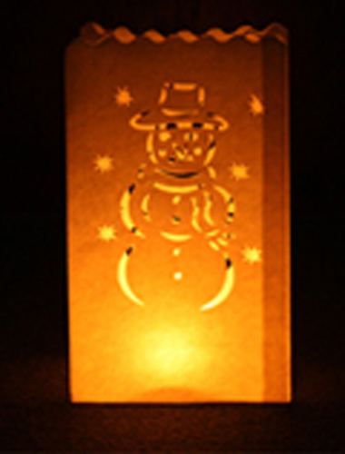 Snowman Luminary Candle Bags White - Pack of 10