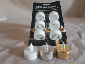 Flickering LED Tea Lights Battery Inc. Silver - Pack of 6