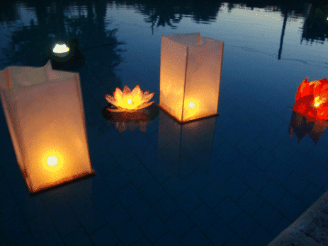 Floating Lanterns in swimming pool