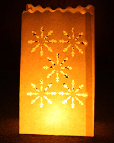 Snowflakes Luminary Candle Bags White - Pack of 10